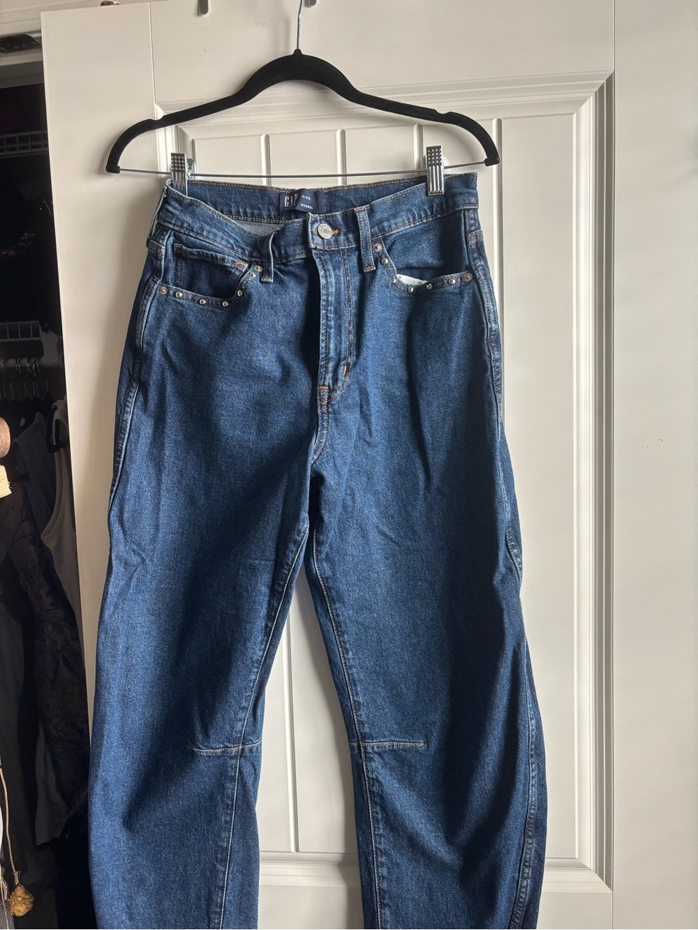 GAP Women's Dark Blue Boyfriend Jeans with Stud Accents
